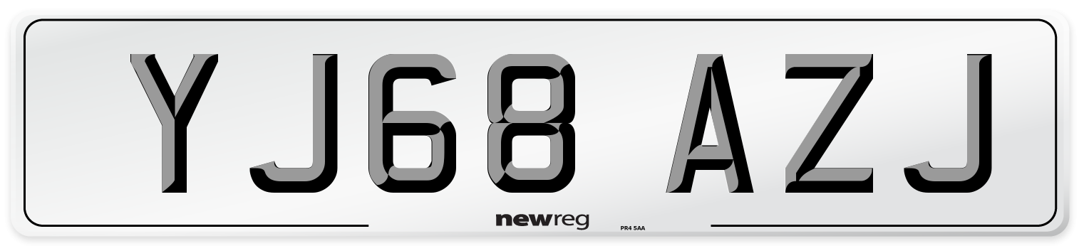 YJ68 AZJ Number Plate from New Reg
